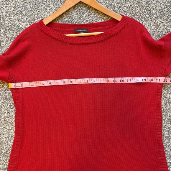 Eileen Fisher 100% Marino Wool Quiet Luxury Red Knit Sweater Top size small - Picture 5 of 10